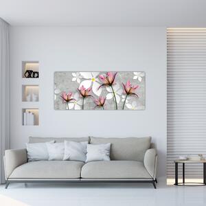 Obraz kvetinové abstrakcie (120x50 cm)