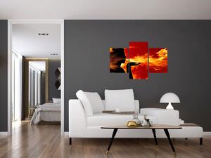Obraz zeny s plameňmi (90x60 cm)