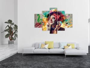 Obraz - Umelkyňa so slúchadlami (150x105 cm)