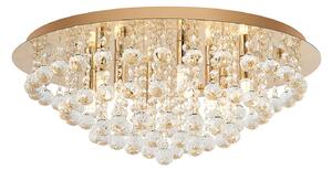 Stropné Lampa Lindby, Gillion, stmievateľné, Zlatá / Mosadz, Obývacia izba, Krištáľ, Moderný