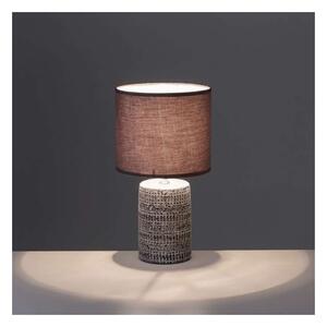 Hnedá stolová lampa s textilným tienidlom (výška 33,5 cm) – Casa Selección
