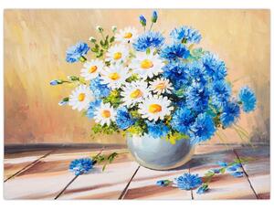 Maľovaný obraz vázy kvetín (70x50 cm)
