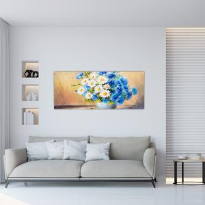 Maľovaný obraz vázy kvetín (120x50 cm)
