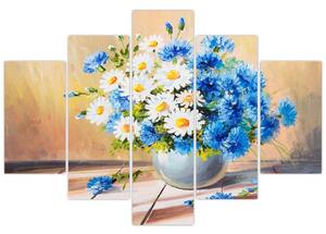 Maľovaný obraz vázy kvetín (150x105 cm)