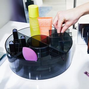 Matne čierny kúpeľňový organizér na kozmetiku z recyklovaného plastu Cosmetic Carousel - iDesign