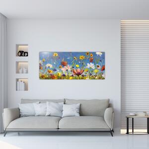 Maľovaný obraz rozkvitnutej lúky (120x50 cm)