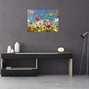 Maľovaný obraz rozkvitnutej lúky (70x50 cm)