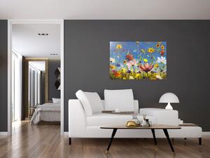 Maľovaný obraz rozkvitnutej lúky (90x60 cm)