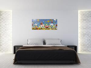 Maľovaný obraz rozkvitnutej lúky (120x50 cm)