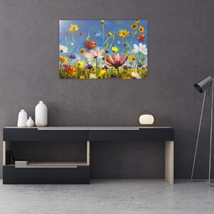 Maľovaný obraz rozkvitnutej lúky (90x60 cm)