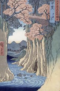 Ando or Utagawa Hiroshige - Umelecká tlač The monkey bridge in the Kai province,, (26.7 x 40 cm)