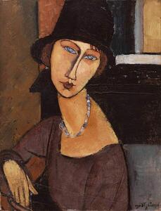 Modigliani, Amedeo - Obrazová reprodukcia Jeanne Hebuterne wearing a hat, (30 x 40 cm)