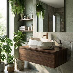 Rea Zoe Travo, umývadlo na dosku 590×380×170 mm, béžová / ecru imitácia kameňa matná, REA-U3540