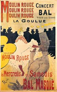 Toulouse-Lautrec, Henri de - Obrazová reprodukcia Poster advertising 'La Goulue' at the Moulin Rouge, 1893, (24.6 x 40 cm)