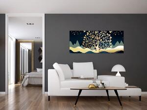 Obraz zlatého stromu (120x50 cm)