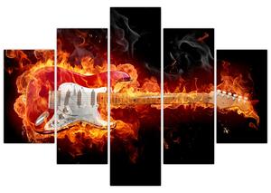 Obraz - Gitara v plameňoch (150x105 cm)