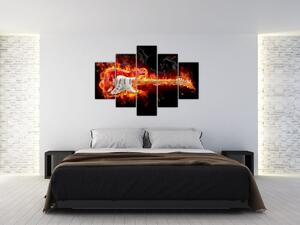Obraz - Gitara v plameňoch (150x105 cm)