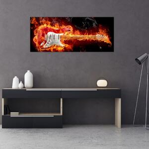 Obraz - Gitara v plameňoch (120x50 cm)