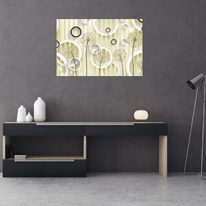 Abstraktný obraz s púpavami (90x60 cm)