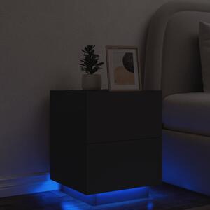 Nočný stolík s LED svetlami čierny kompozitné drevo