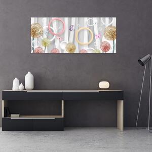 Abstraktný obraz s púpavami (120x50 cm)
