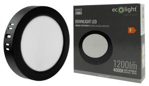 LED stropné svietidlo na stenu, okrúhle, 12W, 1200lm, čierne, 4000K