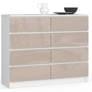 Ak furniture Komoda Kuba 120 cm 8 zásuviek biela/cappuccino