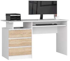 Ak furniture Volně stojící psací stůl CLP 135 cm bílý/dub sonoma