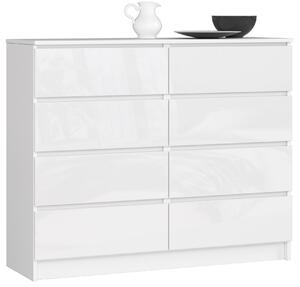 Ak furniture Komoda Kuba 120 cm 8 zásuviek biela lesk