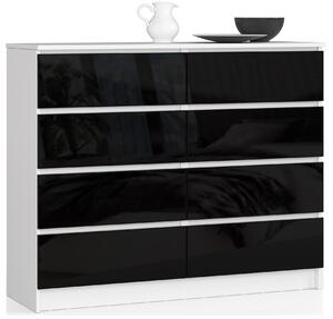 Ak furniture Komoda Kuba 120 cm 8 zásuviek biela/čierna