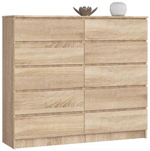 Ak furniture Komoda Kuba 140 cm 10 zásuviek dub sonoma
