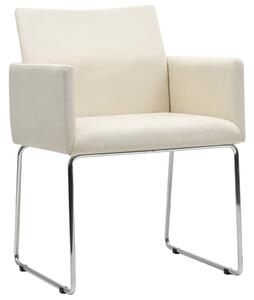 Jedálenské stoličky 2 ks, ľanový vzhľad, biele, látka