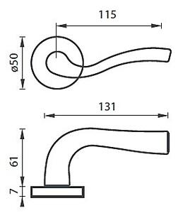 Dverové kovanie MP Arch-R (F9), kľučka-kľučka, Otvor na cylindrickú vložku PZ, MP F9 (hliník nerez)