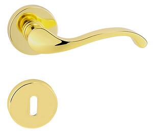 Dverové kovanie MP Cast-R (OLV), kľučka-kľučka, WC kľúč, MP OLV (mosadz leštená a lakovaná)