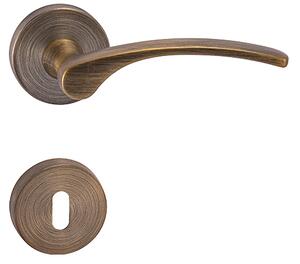 Dverové kovanie MP Laura 2 - R (OGS - Bronz česaný matný), kľučka-kľučka, WC kľúč, MP OGS (bronz česaný mat)
