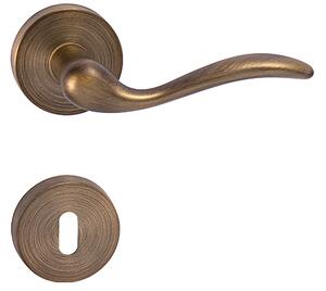 Dverové kovanie MP Minorca-R (OGS), kľučka pravá-guľa, Otvor na cylindrickú vložku PZ, MP OGS (bronz česaný mat)