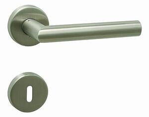 Dverové kovanie MP Favorit - R 2002 5S (BRÚSENÁ NEREZ), kľučka-kľučka, Otvor na cylindrickú vložku PZ, MP BN (brúsená nerez)