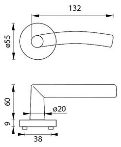 Dverové kovanie MP Swing - R (BN - Brúsená nerez), kľučka-kľučka, Bez spodnej rozety, MP BN (brúsená nerez)