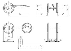 Dverové kovanie ROSTEX IDEAL/S (CHRÓM LESKLÝ - NEREZ), kľučka-kľučka, WC kľúč, ROSTEX Chróm lesklý-nerez
