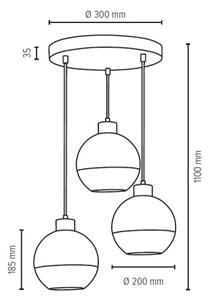 Spot-Light 1860374R - Luster na lanku LINEA 3xE27/60W/230V