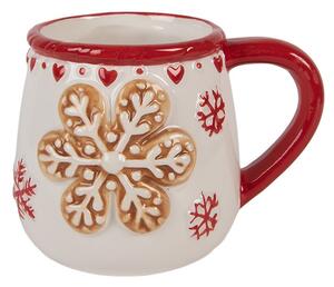 Biely vianočný keramický hrnček vločka Snowflakes - 13*10*10 cm / 375 ml - Clayre & Eef