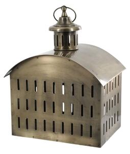 Mosadzná antik kovová lampáš v tvare domčeka Taello - 22*17*28 cm - Chic Antique