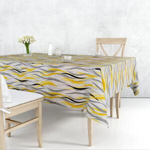 Ervi bavlnený obrus na stôl štvorcový - žlto-sivé vlny