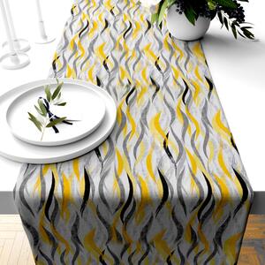 Ervi bavlnený behúň na stôl - žlto-sivé vlny