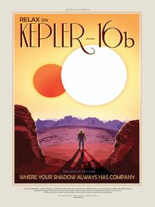 Umelecká tlač Relax on Kepler 16b (Retro Intergalactic Space Travel) NASA, (30 x 40 cm)
