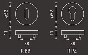 Dverové kovanie MP Eliptica-R 3098 (OC), kľučka-kľučka, Bez spodnej rozety