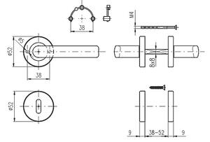 Dverové kovanie ROSTEX NAPOLI (NEREZ MAT), kľučka-kľučka, Otvor pre obyčajný kľúč BB, ROSTEX Nerez mat