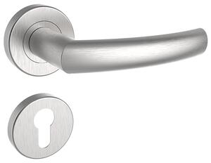 Dverné kovanie ROSTEX CORNO s čapmi (NEREZ MAT), kľučka-kľučka, Otvor pre obyčajný kľúč BB, ROSTEX Nerez mat