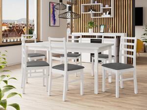 Rozkladací jedálenský stôl so 6 stoličkami AL02, Morenie: biela - L, Poťahové látky: 25x - Paros 2 Mirjan24 5903211236334