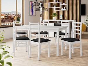 Rozkladací jedálenský stôl so 6 stoličkami AL02, Morenie: biela - L, Poťahové látky: Kronos 7 Mirjan24 5903211236211